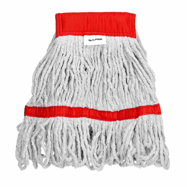 Alpine Industries 5in Head and Tail Bands Loop End 16oz Cotton Mop Head, Red, 3PK ALP301-01-5R-3PK